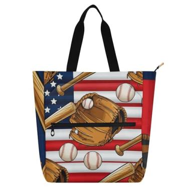 Imagem de Luvas de beisebol vintage bolsas de trabalho para mulheres, bolsa de lona com zíper, bolsa de praia para crianças, bolsas fofas, para amantes de livros, presentes