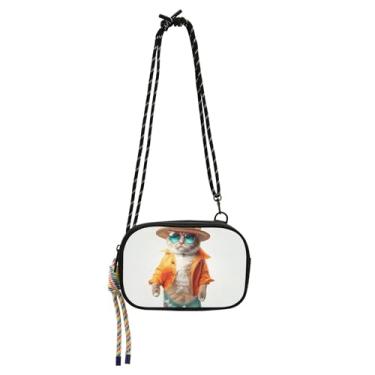 Imagem de TSENQUE Bolsas transversais pequena bolsa feminina engraçada gato fofo animal bolsa para celular com alça viagem todos os dias bolsas de ombro