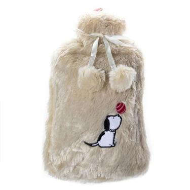 Imagem de Bolsa De Água Quente 2,0 L Com Capa De Pelúcia Macia Dogs Bege Biggdes