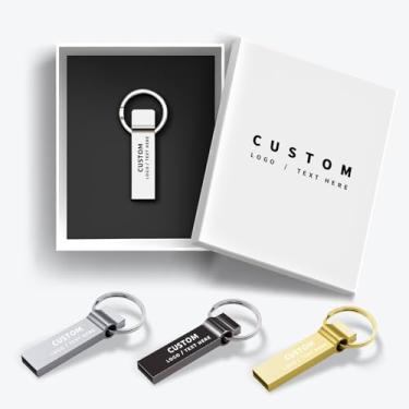 Imagem de Pen drive USB personalizado, pen drive USB personalizado, chaveiro de metal portátil, pen drive USB de alta velocidade para armazenamento de dados externos (10 peças, 256 MB)