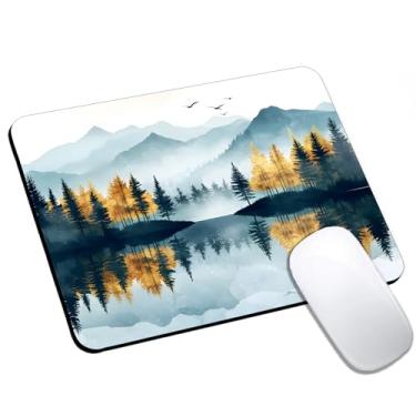 Imagem de Mouse pad abstrato de montanha pequeno, mouse pad de computador para mesa, base de borracha antiderrapante, mouse portátil para laptop, 24 x 20 cm, design quadrado para acessórios de mesa de casa e