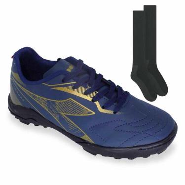 Imagem de Kit Chuteira Society Diadora Torneo Infantil + Me-Unissex