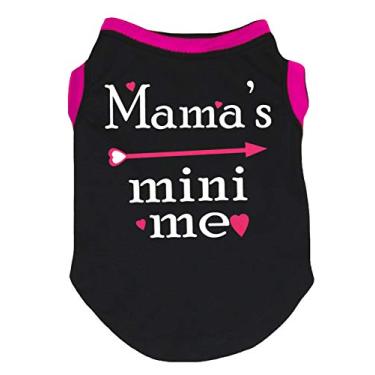 Imagem de Petitebella Mama's Mini Me camiseta de algodão preta roupas para cães (preta, 3GG)
