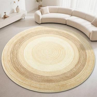 Imagem de Carvapet Tapete redondo de imitação de juta - Tapete circular lavável com aparência de juta de 2,4 m com base de borracha antiderrapante, tapete dobrável resistente a manchas para sala de estar