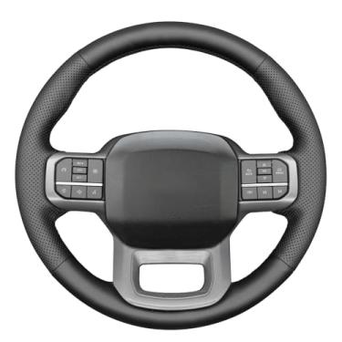 Imagem de MEWANT Capa de volante costurada à mão para Ford F-150 2021-2023 / F-150 Lightning 2022-2023 Acessórios de volante para Ford