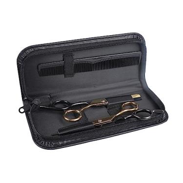 Imagem de Cryfokt Tesoura de Corte de Cabelo para Salão de Beleza, Conjunto de Aço Inoxidável para Profissionais, Operação Suave para Uso Doméstico e Salões de Beleza, Material Durável (Ouro Negro)