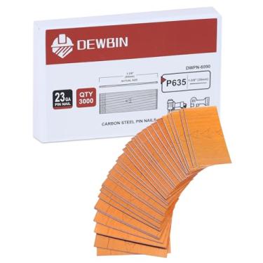 Imagem de DEWBIN Pregos de pino de calibre 23, pregos de pino micro sem cabeça de 3000 quilates de 3 cm, pregos galvanizados de 23 GA para pistola de pregos para marcenaria e trabalhos de acabamento