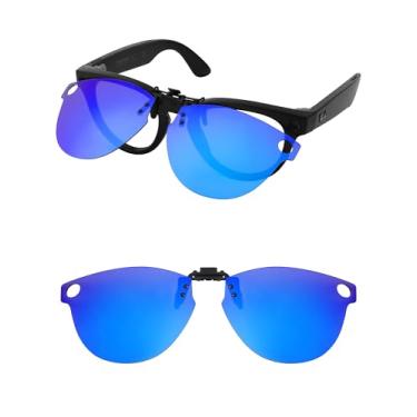 Imagem de HILEEN Óculos de sol polarizados Flip-up Clip-on para Ray-Ban Meta Headliner RW4009 e Gen 2 RW4013 50 mm para homens e mulheres proteção UV - azul gelo