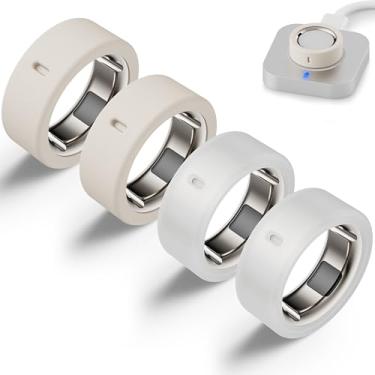 Imagem de Snyeest Protetor compatível com Oura Ring 4/Gen 4 Ceramic/Gen 3, capa de silicone antiarranhões anel elástico para dedo woking out academia para mulheres homens - 2Clear+2Stralight-M para 8/9/10/11