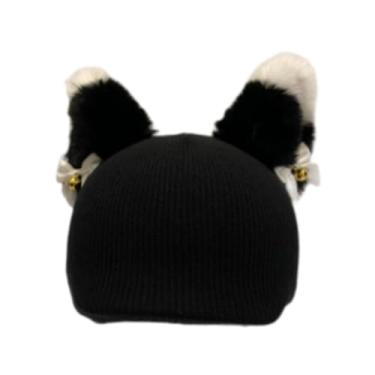 Imagem de simhoa Capa para capacete de esqui, acessórios para capacete, gorro de tricô decorativo, gorro de inverno para esquiar, Orelha Preta E Branca