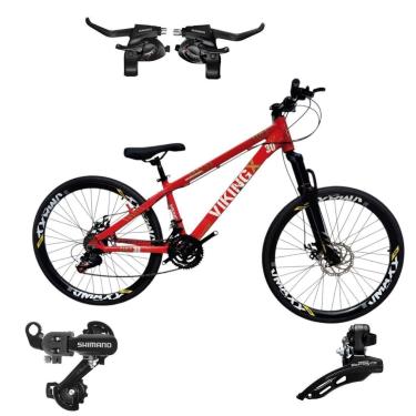 Imagem de Bicicleta 26 VikingX Tuff30 21v Cambios e Trocadores Shimano Pneu Slick Fino Preto1.50-Unissex