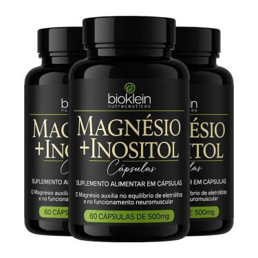 Imagem de Kit 3 Magnésio Inositol 500mg 60 Cápsulas Bioklein-Unissex