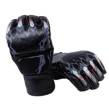 Imagem de Semme Luvas de Boxe Profissionais Luvas de Kickboxing de Meio Dedo para Homens, Mulheres, Adultos, Couro PU Premium Acolchoado, EVA, Treinamento de Alta Espuma, MMA Sparring, de