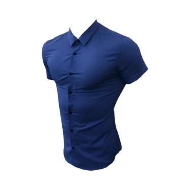 Imagem de Camisa Social Casual Slim Fit Masculina Moda De Verão Manga Curta Clás