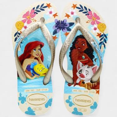 Imagem de Chinelo Infantil Havaianas Slim Princess Menina - Bege e Cinza - 25/26-Feminino