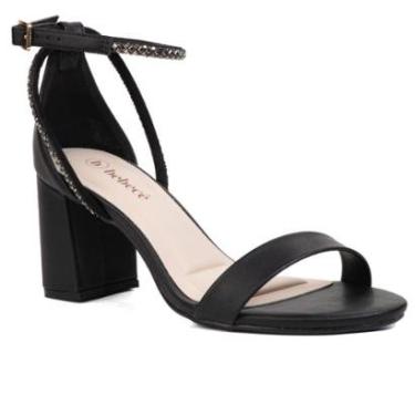 Imagem de Sandália F Salto Bloco Fivela Tira C/ Strass Bebecê T6059489-Feminino