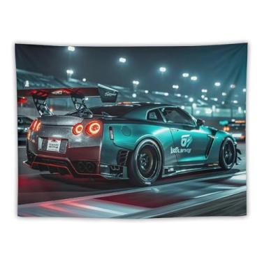 Imagem de HouLaiZhe JDM Tapeçaria de carro pista corrida JDM R35 decoração de parede para quarto decoração de casa tapeçaria estética piquenique decoração de parede arte de parede para dormitório sala de estar
