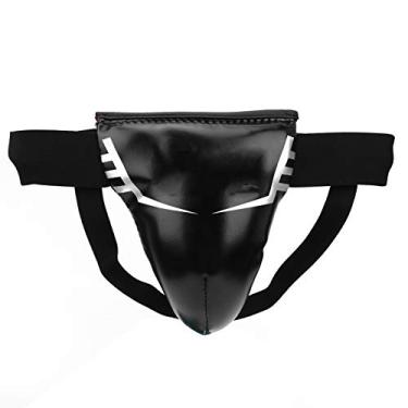 Imagem de Protetor de virilha preto PU Boxe Sanda Virilha Protetor Jockstrap Cup para crianças de 5 a 9 anos Equipamento de treinamento de artes marciais Leve Durável Confortável