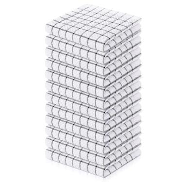 Imagem de Homaxy Panos de prato 100% algodão, pacote com 12 - 30,5 x 30,5 cm, panos de prato de trama waffle para lavar pratos, panos de prato ultra absorventes e de secagem rápida, preto