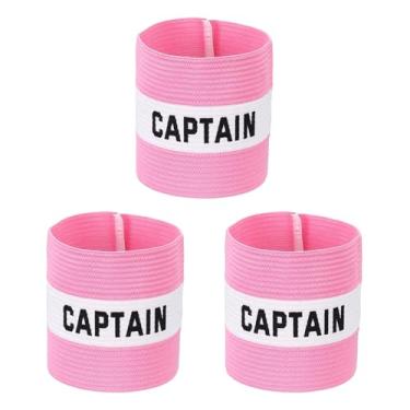 Imagem de YELARXI Braçadeira Capitão, Braçadeira de Capitão de Futebol Elásticas Ajustáveis Braçadeiras Líder Equipe Esportiva Banda de Jogador de Rugby 13 x 8,6 cm e Rosa/Branco e 3 peças Adequado para