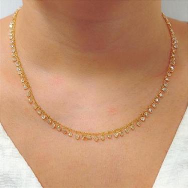 Imagem de Colar de Ouro 18k com Corações Pendentes e Zircônias - no-brand