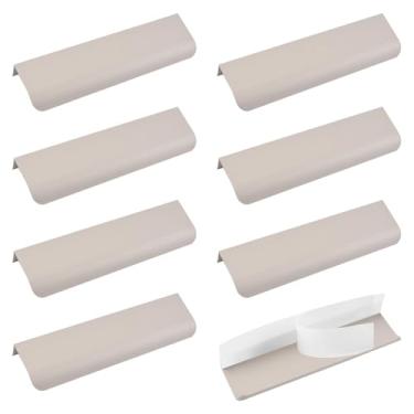 Imagem de MOROBOR Puxador de borda de dedo, 8 peças de puxadores de armário instantâneos autoadesivos ocultos estilo moderno alça invisível de ângulo redondo para armário hardware gaveta roupeiro, 120 mm/cinza
