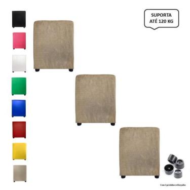 Imagem de Kit 3 Pufs Puff Banqueta Quadrado Decorativo Casa - Mercadão dos Puffs