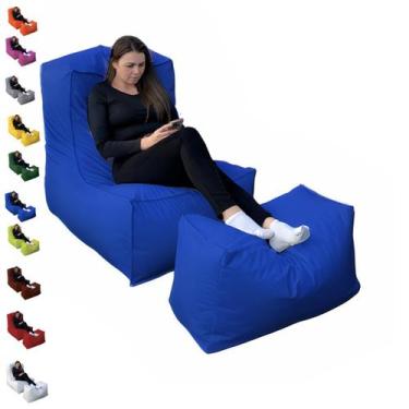 Imagem de Puff Poltrona com Peseira Cheio Material Sintético Almofadão Gigante -