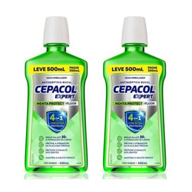 Imagem de Kit 2 Antisséptico Bucal Cepacol Menta Protect + Flúor 500ml