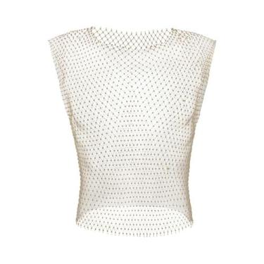 Imagem de Camiseta Sem Mangas Em Rede Com Strass Para Homens, Colete Brilhante E