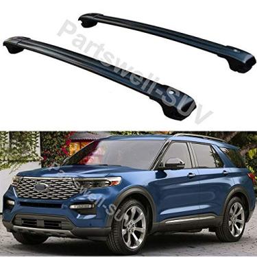 Imagem de YiXi-Partswell 2 peças de rack de teto travável barras transversais bagageiro alumínio adequado para todos os novos Ford Explorer 2020 - preto
