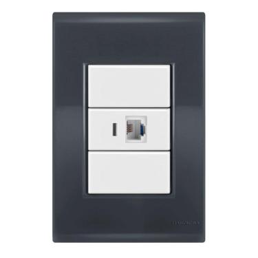 Imagem de Conj 1 Tomada Rede Rj45 - Tramontina Liz Grafite / Branco