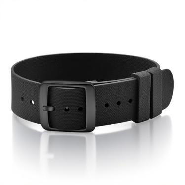 Imagem de ULLCHRO Pulseira de relógio FKM de borracha de 20 mm à prova d'água de silicone de 22 mm, pulseira de borracha macia para relógio masculino (20 mm, preta)