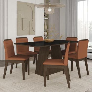 Imagem de Mesa Com 6 Cadeiras 1,60 Nápoles Imbuia/pret/terrac - Móveis Arapongas