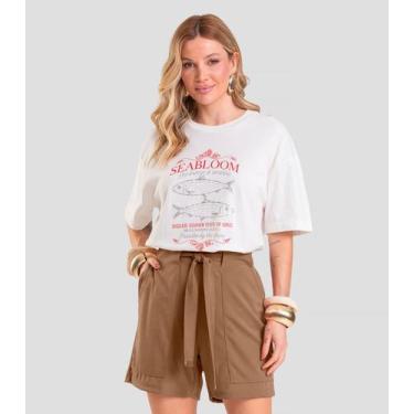 Imagem de Shorts Feminino em Tecido Acetinado Dianna Marrom, M, Marrom