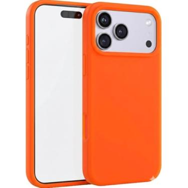 Imagem de Capa Case Compatível AppIe iPhone 17 PRO MAX Silicone Líquido de Toque Macio Aveludado Tecnologia anti impacto Design Premium (LARANJA)