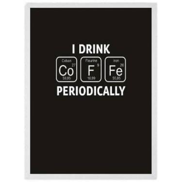 Imagem de Quadro Café Tabela Periódica Moldura Branca 24X18Cm