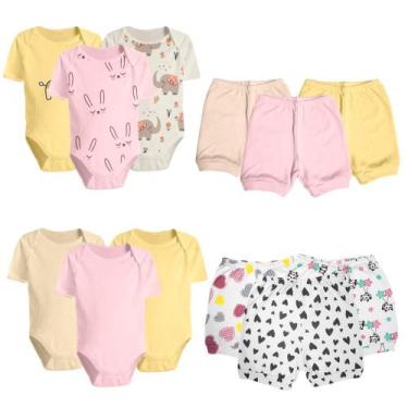 Imagem de Kit Roupas de Bebê 12 Peças Body Manga Curta e Short Algodão - Koala B