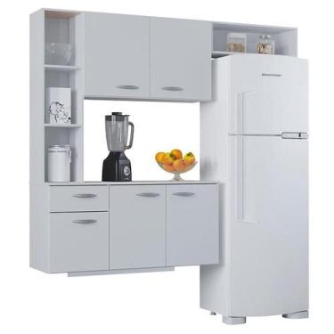 Imagem de Cozinha com Balcão Isis 163 cm Branco - Poquema - Poquema Industria