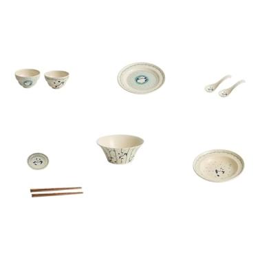 Imagem de Jogo de panda de cerâmica, pratos coloridos sob o esmalte, utensílios domésticos frescos individualidade-conjunto de 10