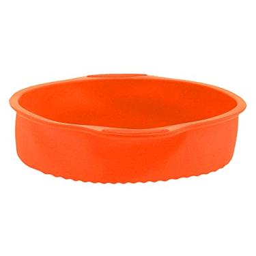 Imagem de Forma de bolo de silicone antiaderente assadeira redonda para casa cozinha padaria durável flexível forma de bolo de pão de 9 polegadas fácil de limpar máquina de lavar louça (Laranja)