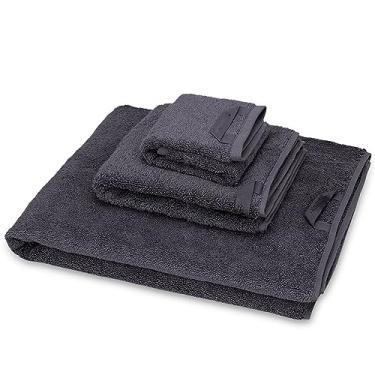 Imagem de THJKUPO Conjunto de toalhas de algodão toalha de banho toalha de rosto toalha de mão toalha de banho macia toalha de rosto conjunto de toalhas de banheiro cinza conjunto de 3 peças