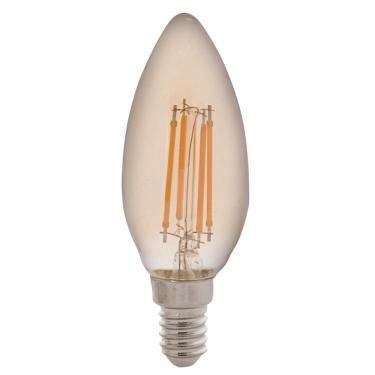 Imagem de Lâmpada LED de Filamento Vela Tramontina C35 Base E14 4 W 2200 K Luz Amarela Âmbar