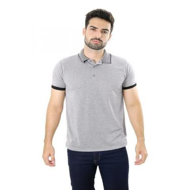 Imagem de Camiseta Masculina Gola Polo Furta-Cor Bicolor Branco Preto Prime Viscose