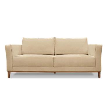 Imagem de Sofá 3 Lugares Base De Madeira Grace 210 Cm Linho S04 - D'rossi Cor Dourado