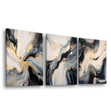 Imagem de Conjunto De Quadros Trio Abstract Black Gold -- Br Artes