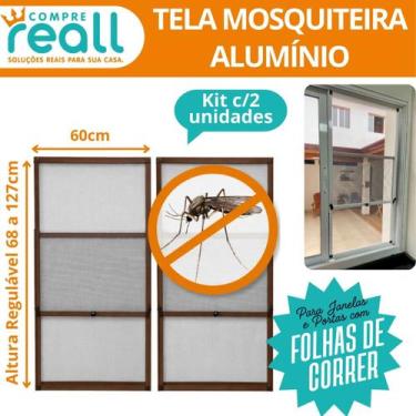 Imagem de Tela Mosquiteira Ajustável para Janela 68 a 127cm x 60cm Alumínio Kit 