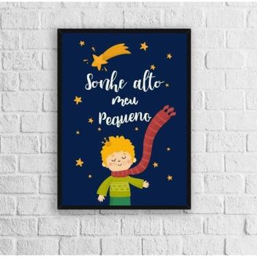 Imagem de Quadro Infantil Pequeno Príncipe Sonhe Alto 45X34Cm - Vidro
