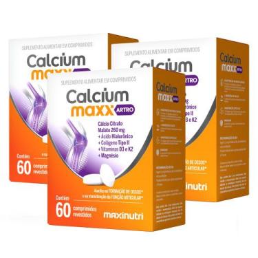 Imagem de Kit 3 Calcium Maxx ARTRO Cálcio Citrato Malato Maxinutri