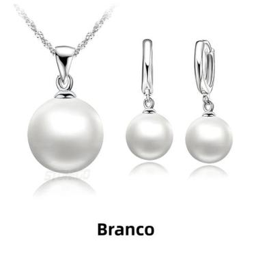 Imagem de Conjunto De Joias Femininas Com Pérolas De Água Doce, 3 Peças, Colar, 